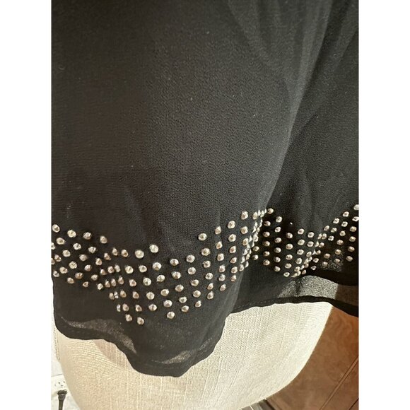 Naked Zebra Black Crop Tank Top Rhinestone Detailing & Sheer Hem For Women Small - Picture 3 of 9